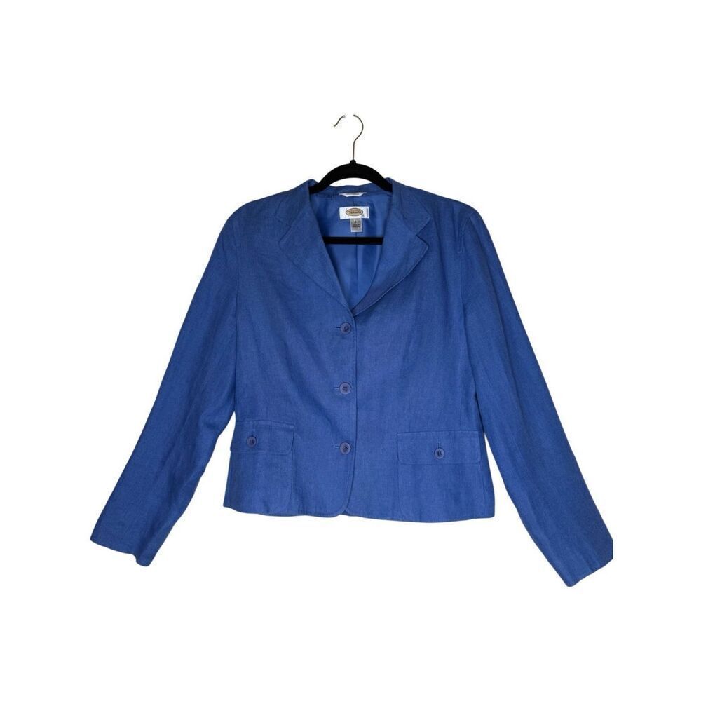 Vintage Talbots Blue Irish Linen Jacket Sz 6, Coastal Grandma, Retro, Preppy
